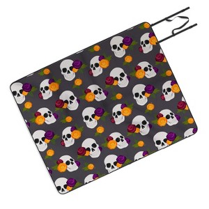 Avenie Halloween Floral Skulls Picnic Blanket - Deny Designs - 1 of 3