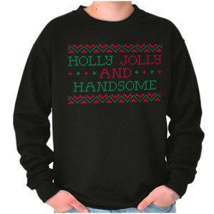 Xmas Holly Jolly Handsome Pattern Sweatshirt for Men or Women Brisco Brands - 1 of 4