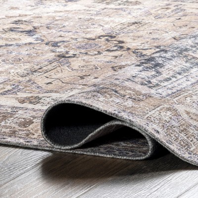 Larkspur Light Brown Cotton Synthetic Washable 8' x 10' Area Rug