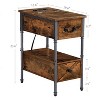 VECELO Nightstand with Charging Station & Drawer, Narrow Flip Top End Table with USB Ports & Power Outlets for Living Room or Bedroom, Brown - 3 of 4
