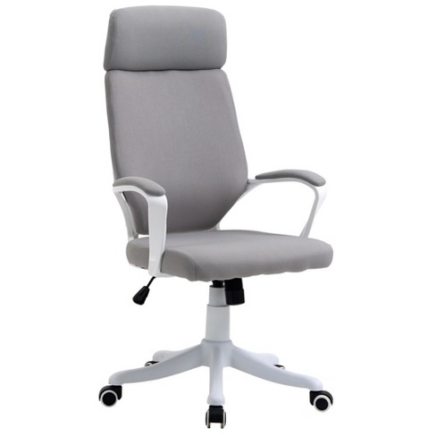 Grey Fabric Home Office Chair Ergonomic Backrest Armrest Extra Lumbar 360 Swivel 