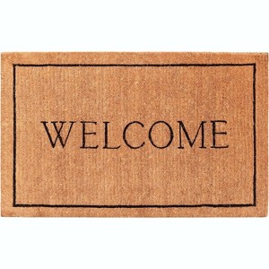 HomeRoots 30" X 48" Natural and Black Coir Welcome Outdoor Door Mat - 1 of 3