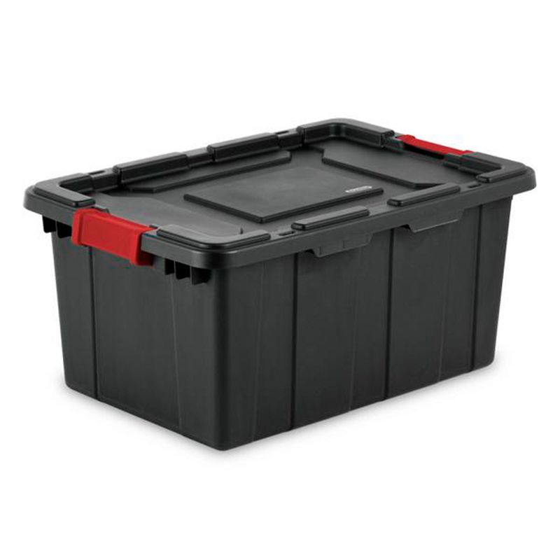 Sterilite 15 Gallon Stackable Industrial Tote with Latches, Tie Down Holes, and Indexed Lids for Heavy-Duty Storage Needs, 2 of 7