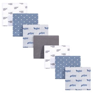 Hudson Baby Infant Boy Cotton Flannel Receiving Blankets Bundle, Airplanes Helicopters, One Size - 1 of 2