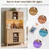 SinCiDo Wine Bar Cabinet with Storage Hutch, Modern Fluted Coffee Bar with LED Lights, 10 Tier Storage Shelf & 9 Grid Wine Glass Rack - 2 of 4