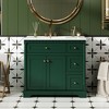 Vynxaria 36 inch Rich Green Modern Freestanding Single Sink Bath Vanity with White Ceramic Top Four Drawers One Tip Out Drawer Two Soft Close Doors - 4 of 4