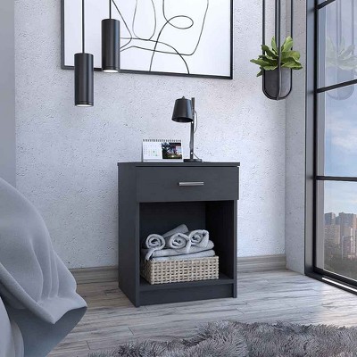 NicBex 1 Drawer Nightstand with White Metal Handle,Bedside Table with Lower Storage Shelf,Modern Side Table for Bedroom