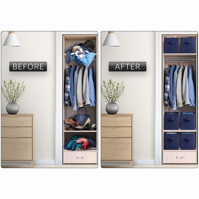 Navy Blue 11" Foldable Fabric Storage Cubes - 6 Pack