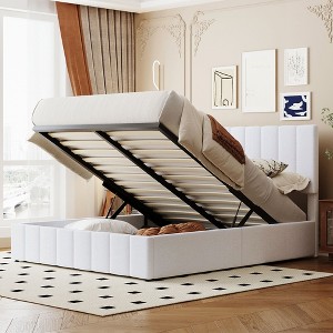 Queen Size Upholstered Platform Bed with a Hydraulic Storage System - 1 of 4