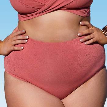 Women's Plus Size Abstract Texture Full High Waist Bikini Bottom Swimsuit - Cupshe