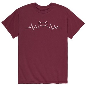 Men's - Instant Message - Cat Face Heart Beat Short Sleeve Graphic T-Shirt - 1 of 4
