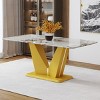 Modern Imitation Marble Pattern Dining Table,Dining Table With Tempered Glass Tabletop And MDF Legs,Rectangular Kitchen Table-Cuddlewood - 3 of 4
