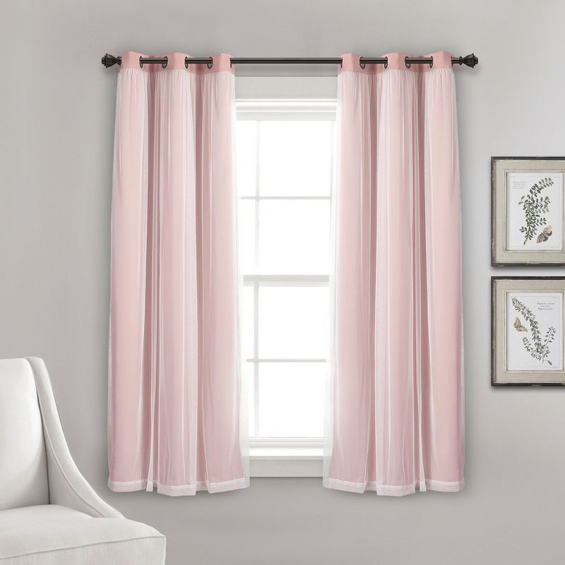 Lush Décor Grommet Sheer Panels With Insulated Blackout Lining Pink 38X45 Set, 2 of 7