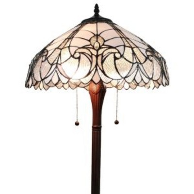 Amora Lighting Tiffany Style Floral White Floor Lamp 62" High