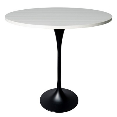 LeisureMod 48" Round Bar Height Dining Table with MDF Top and Black Stainless Steel Pedestal Base Verve Collection