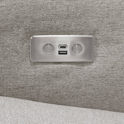 Sigi 34" Performance Grey Eco-Weave Electronic Recliner with USB