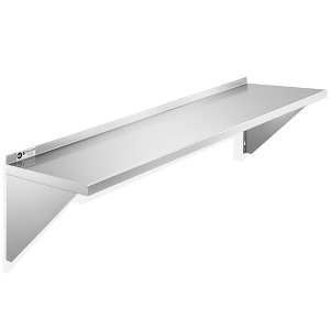 KUTLER Stainless Steel Shelf, NSF Commercial Wall Mount Shelves w/ Backsplash, Floating Metal Mounted Shelving for Restaurant, Kitchen, Home - 1 of 4