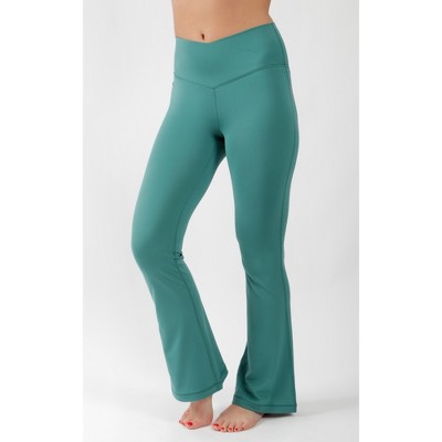 Yogalicious - Lux High Waist Flare Leg V Back Yoga Pants With Elastic Free  Crossover Waistband - North Sea - Small : Target