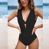 Women's Plunging Neck Bikini Top & Plunging Ruched Swim Set - Cupshe - 4 of 4