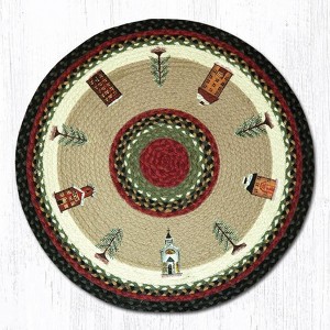 Earth Rugs Round Patch Rug Winter Village – 27"x27" Hand-Braided Holiday Jute Accent - 1 of 3