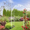 Gulches Cream White Metal Garden Arch with Planter Stands and Holders, 74.4" x 98.4" Tall Arbor Trellis - 3 of 4