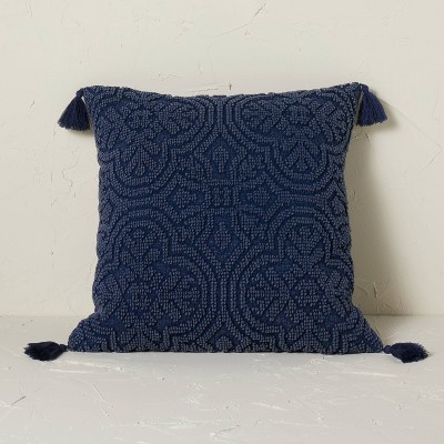 Arabesque Pattern Textured Square Throw Pillow Blue - Opalhouse&#8482; designed with Jungalow&#8482;