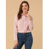 Allegra K Women's Point Collar Long Button Sleeve Button Down Floral Shirt - 3 of 4