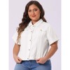 Women's Plus Size Denim Button Front Crop Short Sleeve Trucker Jean Jackets - Agnes Orinda - 2 of 4