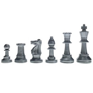 WE Games Color Bright Plastic Staunton Tournament Chess Pieces with 3.75 in. King - Half Chess Set of Chess Pieces Only, Silver - 1 of 4