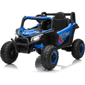 12V Kids Ride On Car, UTV Truck with Remote Control,4WD/2WD Switchable, Electric Vehicle with 4 Spring Suspension ,EVA Tires, Safety Belt, for 3+ - 1 of 4