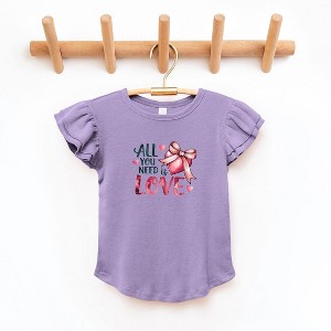 The Juniper Shop All You Need Is Love Coquette Toddler Flutter Sleeve Tee - 1 of 3