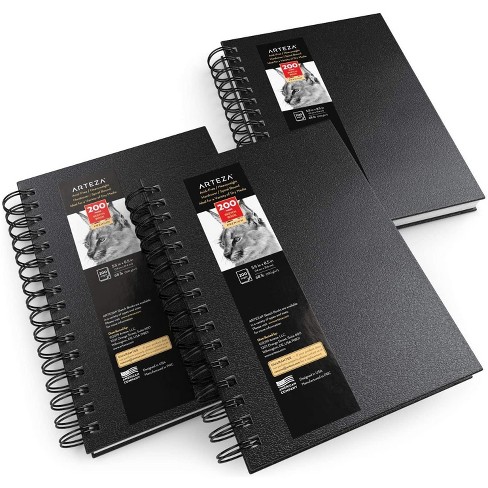 Arteza Sketchbook, Spiral-bound Hardcover, Black, 5.5x8.5, 200 Pages Of  Drawing Paper Each - 3 Pack : Target