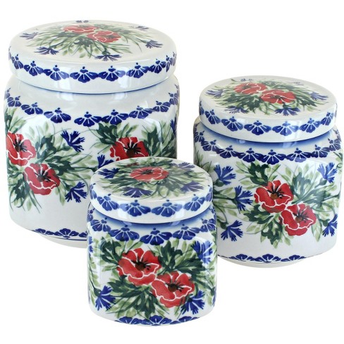 Blue Rose Polish Pottery 1300 WR Unikat 3 Piece Canister Set - image 1 of 1