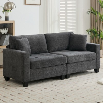 Hyleory Chenille Sectional Sofa,Indoor Furniture Convertible Modular Corduroy Sectional Sofa with a Optional coffee table