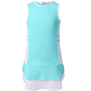 Girls Tennis Dress Golf Outfit Sets Sleeveless Tank Top Skirt with Shorts Pockets - 1 of 4