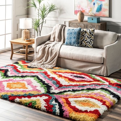 Carnival Abbey Multicolor Abstract Shag Area Rug, 7.6' x 9.6'
