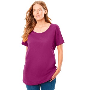 Woman Within Plus Size Perfect Short-Sleeve Scoopneck Tee - 1 of 4