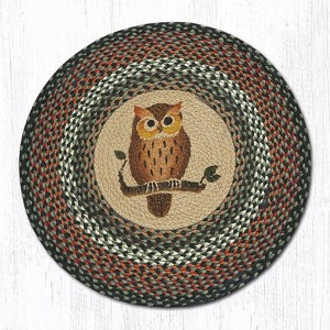 Earth Rugs Owl Round Patch Braided Tread – 27"x27" – Hand-Stenciled Rustic Accent Decor - 1 of 3