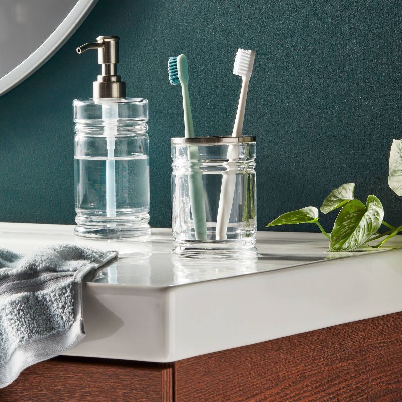 Glass Toothbrush Holder Clear - Threshold&#8482;, 3 of 5