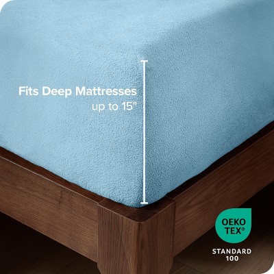 Twin XL Light Blue Microfiber Deep Pocket Fitted Sheet