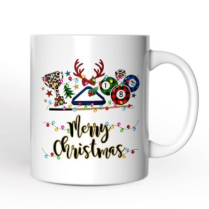 Billiards Buffalo Plaid Christmas Mug, Pool Balls Snooker Gift (Non-Custom Only)| OrnamentallyYou - 1 of 4