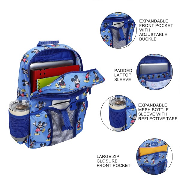 Set de mochila y lonchera infantil de 16 pulgadas de Mickey Mouse Clásico para escuela y viajes 3