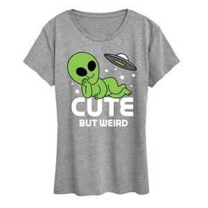Women's - Instant Message - Alien Cute But Weird Short Sleeve Graphic T-Shirt - 1 of 4