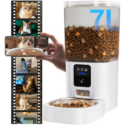 Automatic Cat Dog Feeder with 2K Camera, WiFi Food Dispenser with Night Vision, Large Capacity