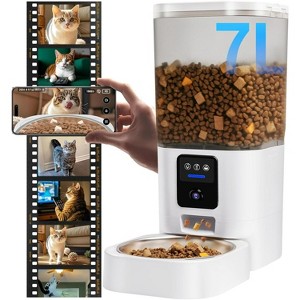 Automatic Cat Dog Feeder with 2K Camera, WiFi Food Dispenser with Night Vision, Large Capacity - 1 of 4