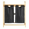 Bamboo Pull Out Double Hamper with Shelf, Natural and Black - 4 of 4