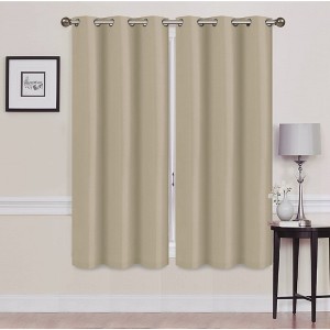 Solid Blackout Thermal Grommet Curtain Panels With Foam Backing (Set of 2) - 1 of 3