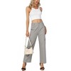 Women's Elastic Waist Solid Pocket Casual Knitted Wide Leg Pants - 3 of 4
