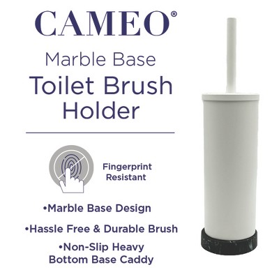 White and Black Marble Toilet Brush Holder with Stainless Steel