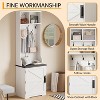 3-in-1 Rustic Farmhouse Entryway Organizer with Bench - 6 Hooks, Storage Cabinet, Anti-Tip Design, Easy Assembly for Small Spaces - 4 of 4